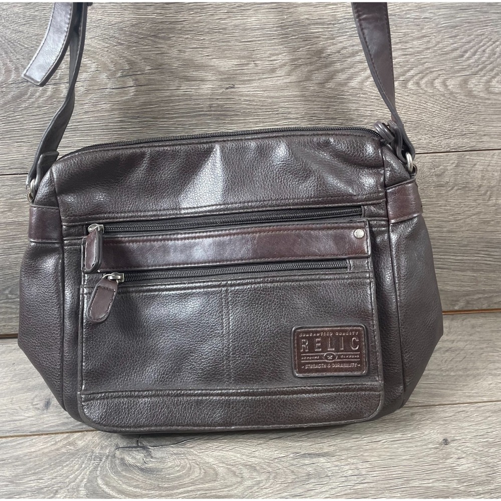 Relic Purse Vegan Brown Leather Crossbody Genuine Classic Adjustable Strap Bag